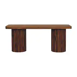 Artisan Furniture - Solid Wood Astoria Fluted Bench - Brown