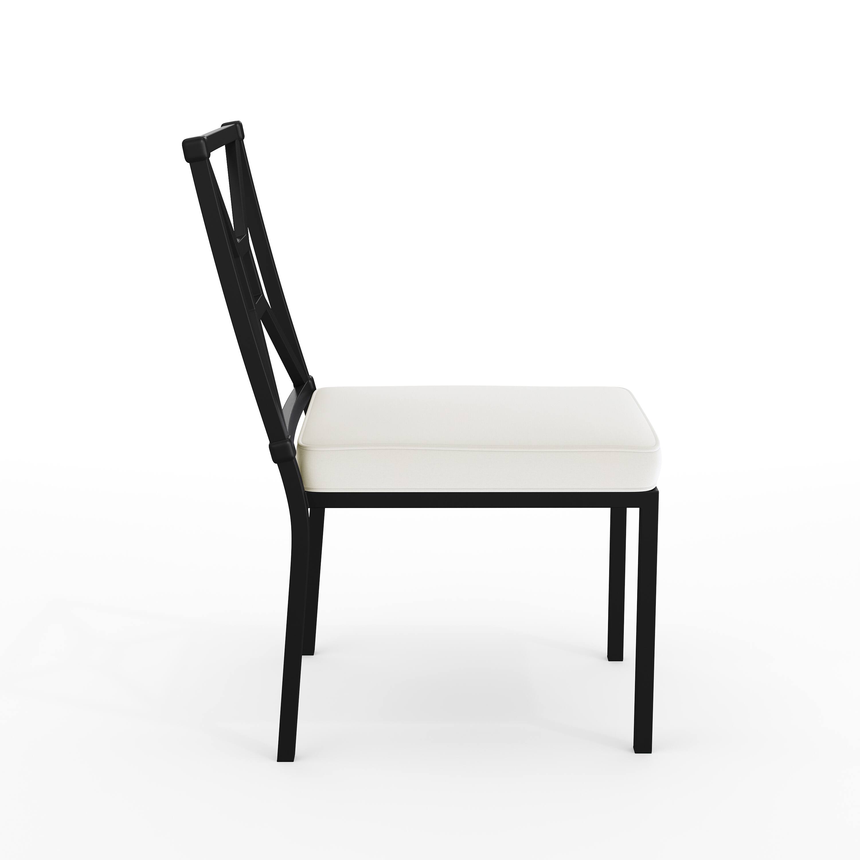 Alt View 9. Martha Stewart - Lily Pond All-Weather Steel Frame Stackable Patio Side Dining Chair with Cushion - Cream Cushions/Black Frame.