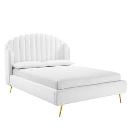 Modway - Lana Performance Velvet Queen Wingback Platform Bed - White