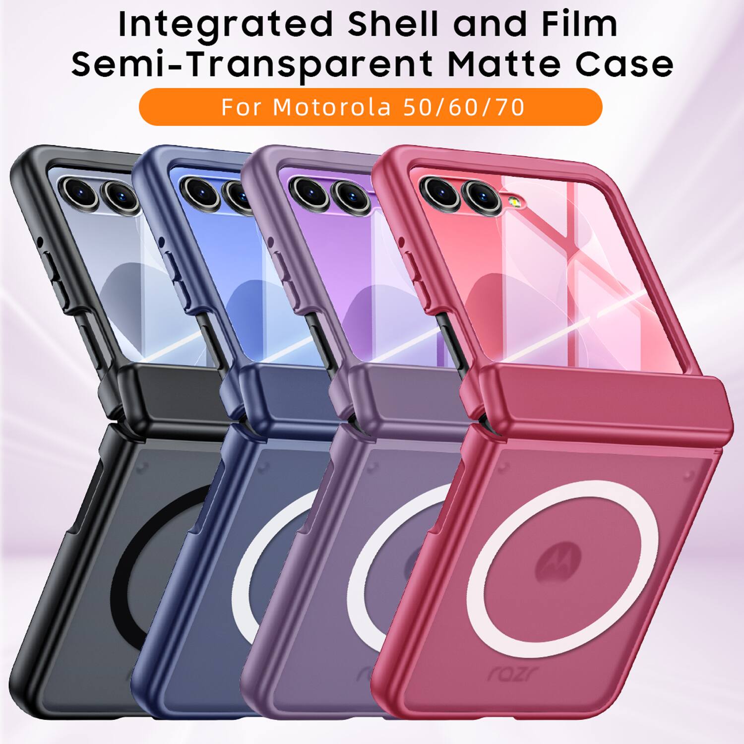 Integrated Shell and Film Semi-Transparent Matte Case For Motorola 50/60/70