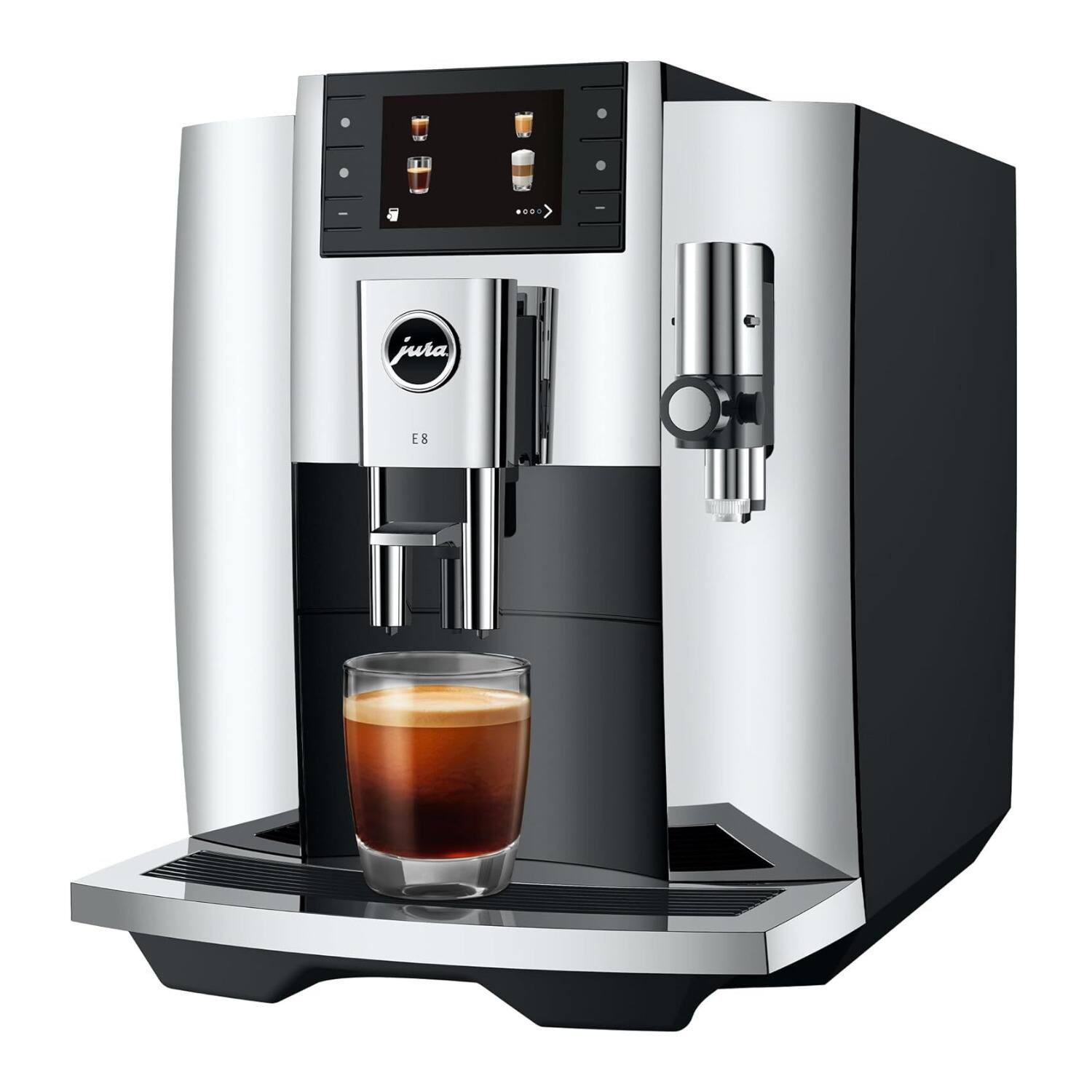 Angle. JURA - Jura E8 Chrome Automatic Coffee and Espresso Machine - Chrome.