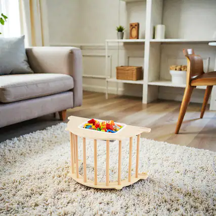 Front. BreeBe - 8-in-1 Kids’ Sensory Climbing Arch with Foldable Storage Bin - Natural.