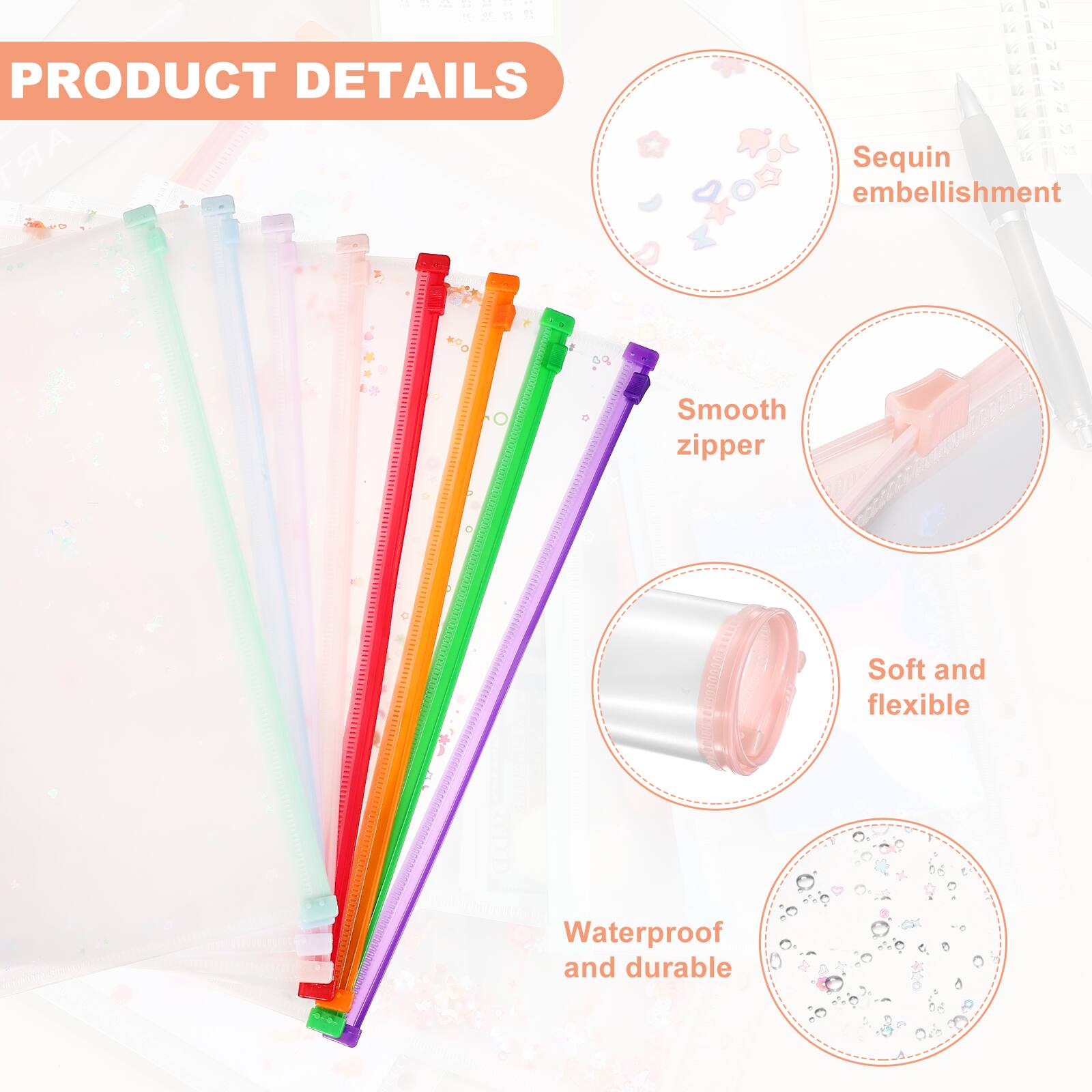 PRODUCT DETAILS

- Sequin embellishment
- Smooth zipper
- Soft and flexible
- Waterproof and durable