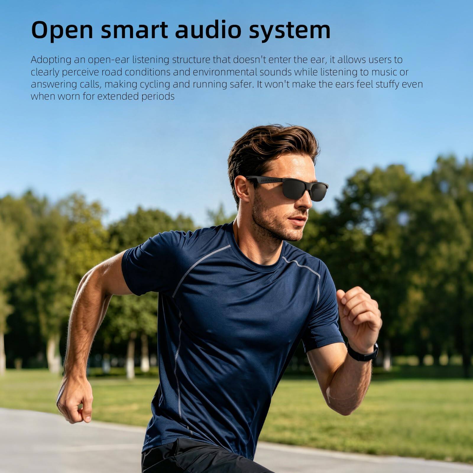 Open smart audio system

Adopting an open-ear listening structure that doesn't enter the ear, it allows users to clearly perceive road conditions and environmental sounds while listening to music or answering calls, making cycling and running safer. It won't make the ears feel stuffy even when worn for extended periods