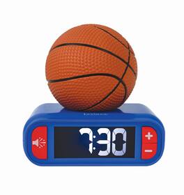 Lexibook - Digital Alarm Clock with 3D Basketball Night Light and Sound Effects - Orange