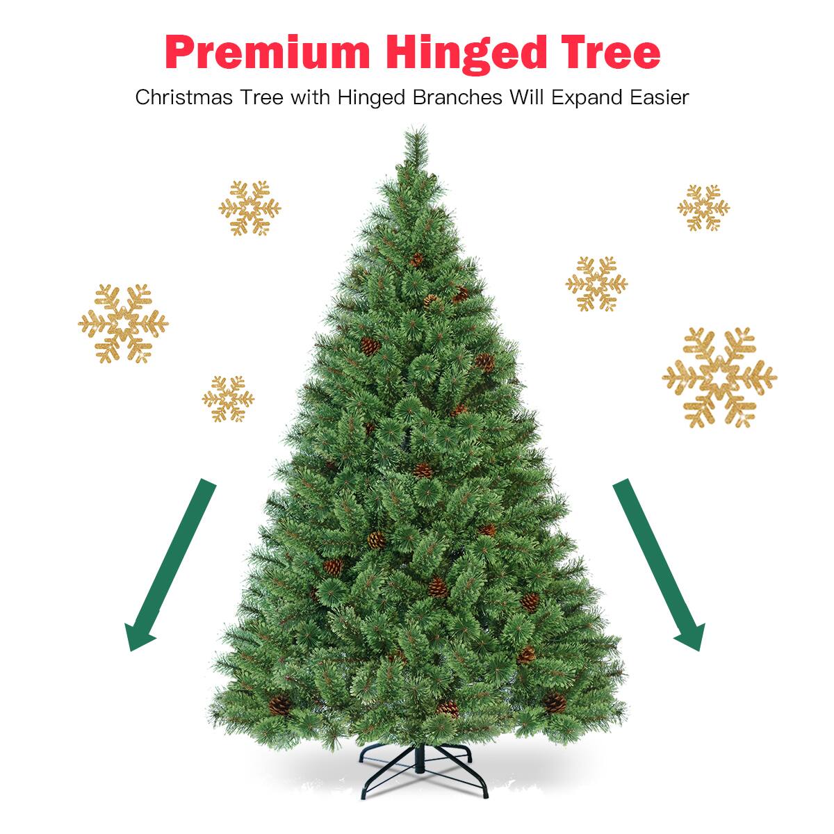 Premium Hinged Tree  
Christmas Tree with Hinged Branches Will Expand Easier