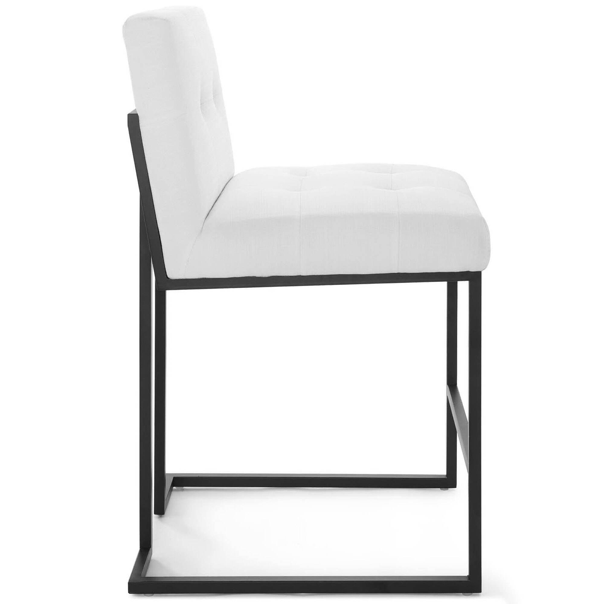 Angle. Modway - Privy Black Stainless Steel Upholstered Fabric Counter Stool by Modway - White.
