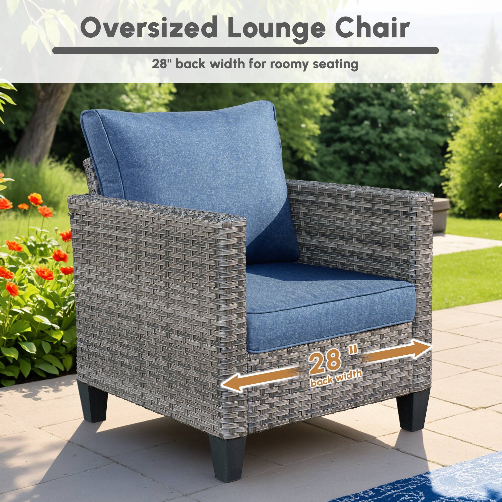 Oversized Lounge Chair  
28" back width for roomy seating  

28" back width