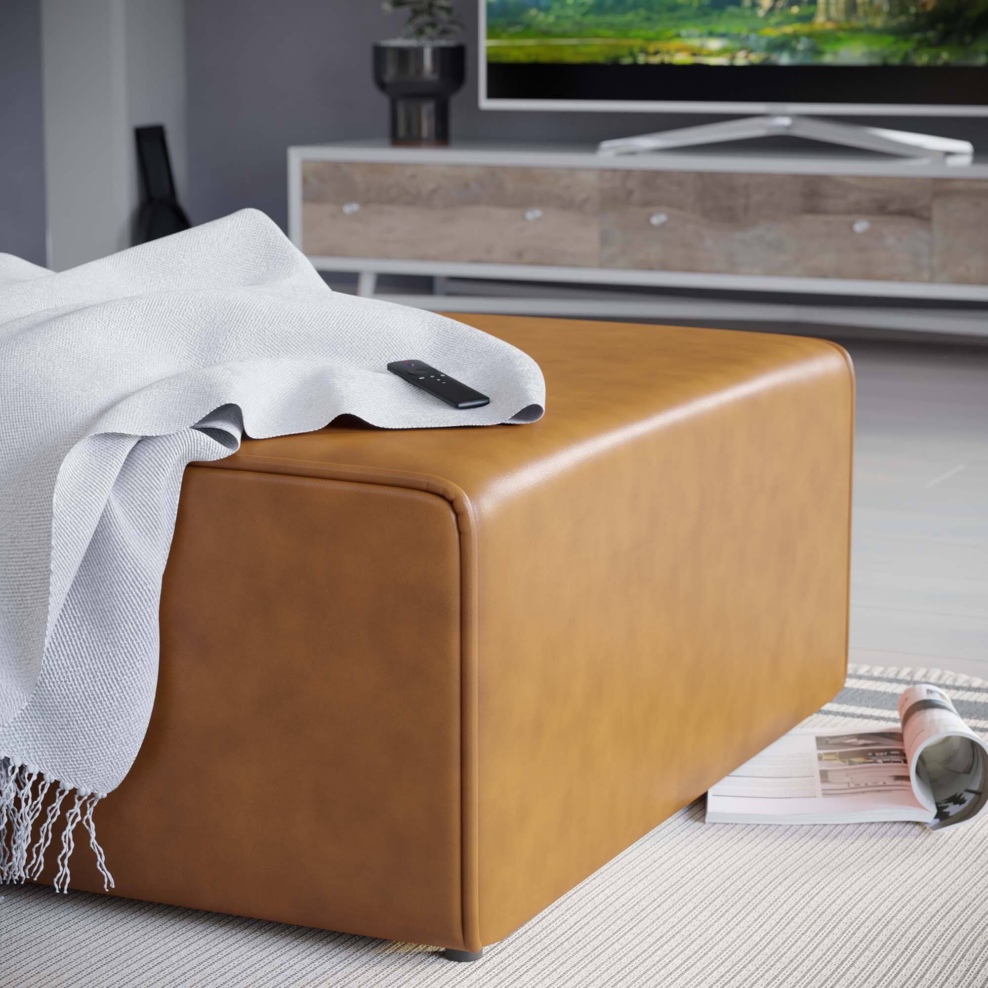 Left. Modway - Mingle Vegan Leather Ottoman by Modway - EEI-4624-TAN.