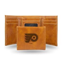 Rico Industries - Philadelphia Flyers NHL Laser Engraved Brown Trifold Wallet - Multi