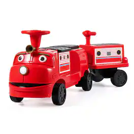 Costway - 12V Battery Powered Ride on Train, Trackless Kids Ride on Toy with Storage Space - Red & Black