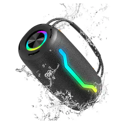 Front. Dazzed Corner - Portable Bluetooth Speaker with Light, Support Bluetooth/AUX/USB - Black.