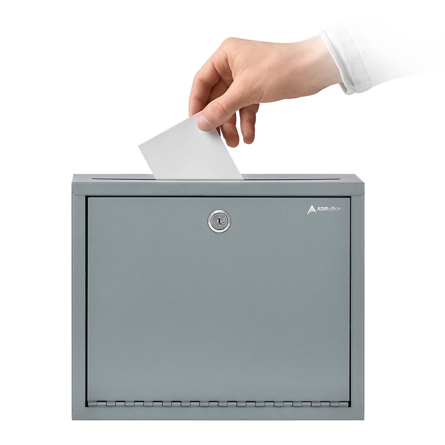 Alt View 9. AdirOffice - Drop Box Large Steel Wall-Mount Drop Box Mailbox with Key - Gray.