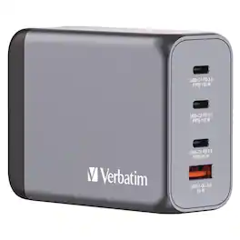 Verbatim - 32204 200 Watts 4-Port GaN Wall Charger - Black/Gray - Black/Gray