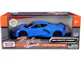Motormax - 2020 Chevrolet Corvette C8 Stingray Racing Stripes "Timeless Legends" 1/24 - Blue with Silver