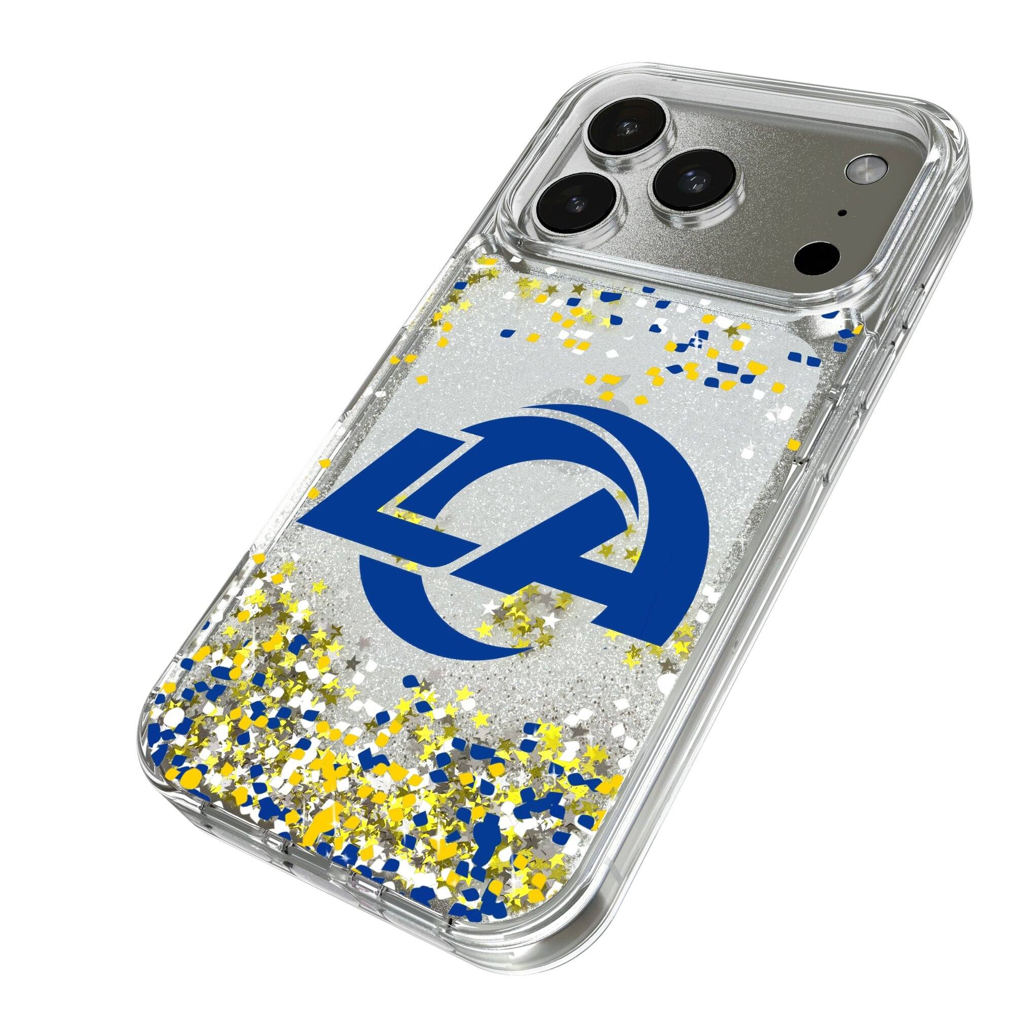 Alt View 1. Keyscaper - Los Angeles Rams iPhone Glitter Case with Confetti Design - 15 - Multicolor.