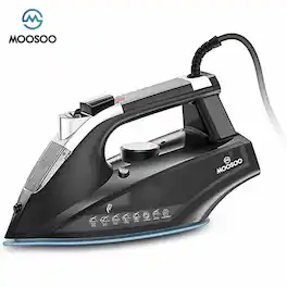 MOOSOO - Steam Iron 1800W Dry Iron Lightweight Anti-drip Iron with Auto-Off - Black