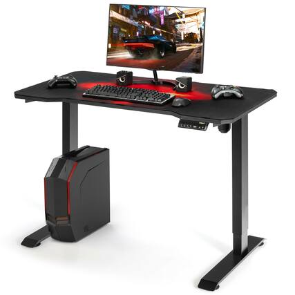 Front. Costway - Adjustable Height Gaming Desk - Black.