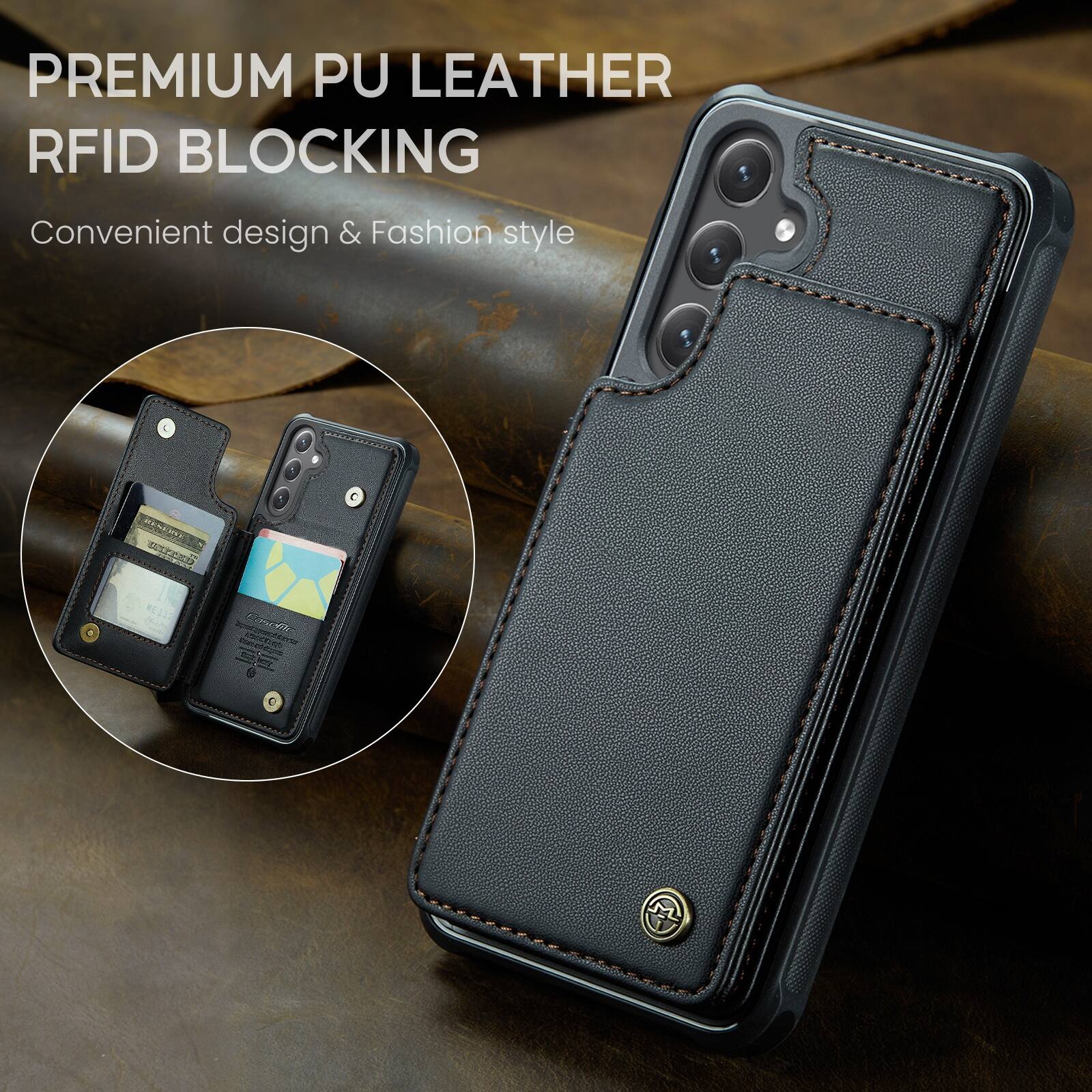 PREMIUM PU LEATHER RFID BLOCKING  
Convenient design & Fashion style