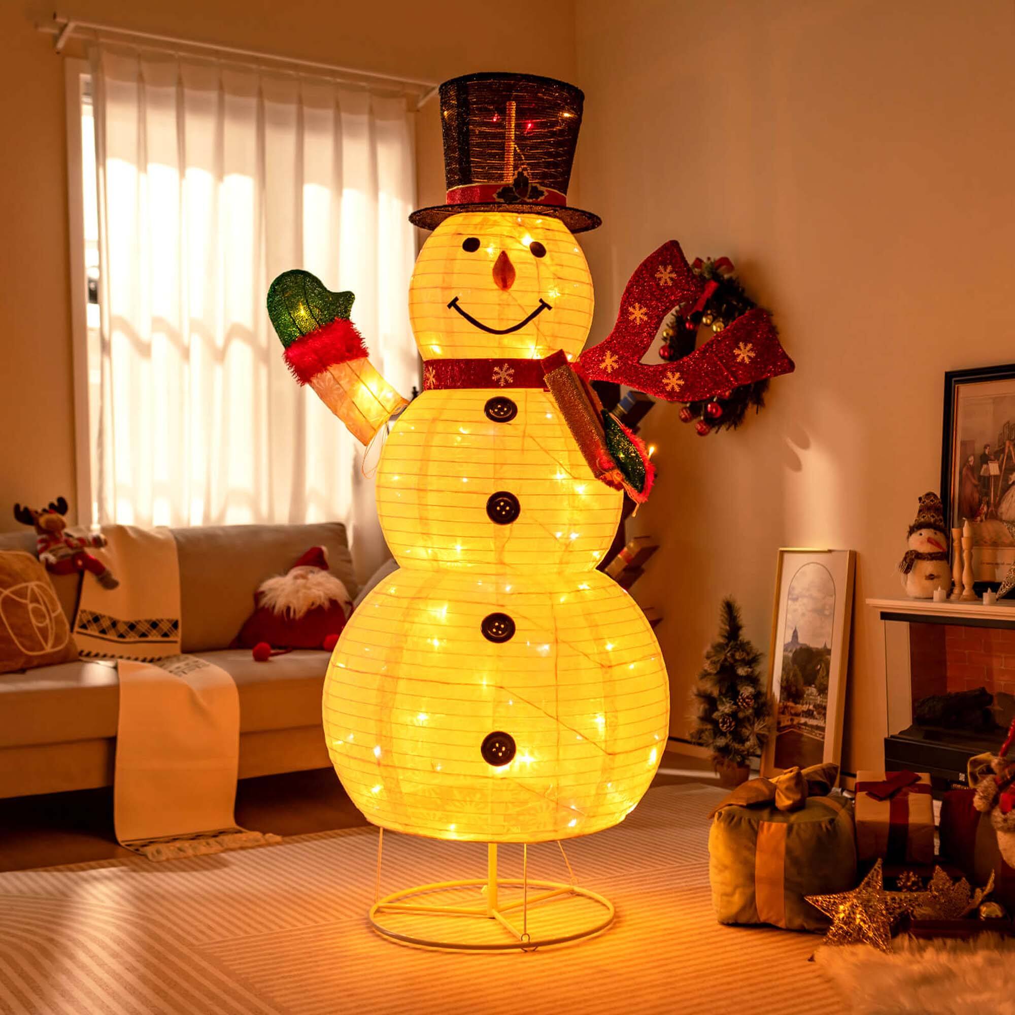 Alt View 14. Costway - 6 FT Pre-lit Christmas Snowman Decoration 8 Lighting Modes 4 Brightness - White.