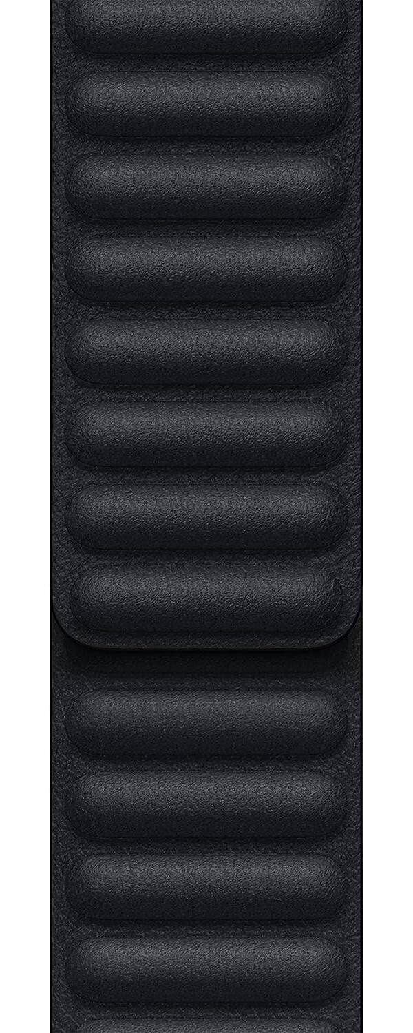 Alt View 1. Apple - Apple Watch Band - Leather Link (45mm) - Midnight - M/L - Black.