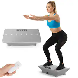 Ecooso - Vibration Plate Exercise Machine with Gravity Sensor and Remote Control, Home Gym Workout Platform - Gray