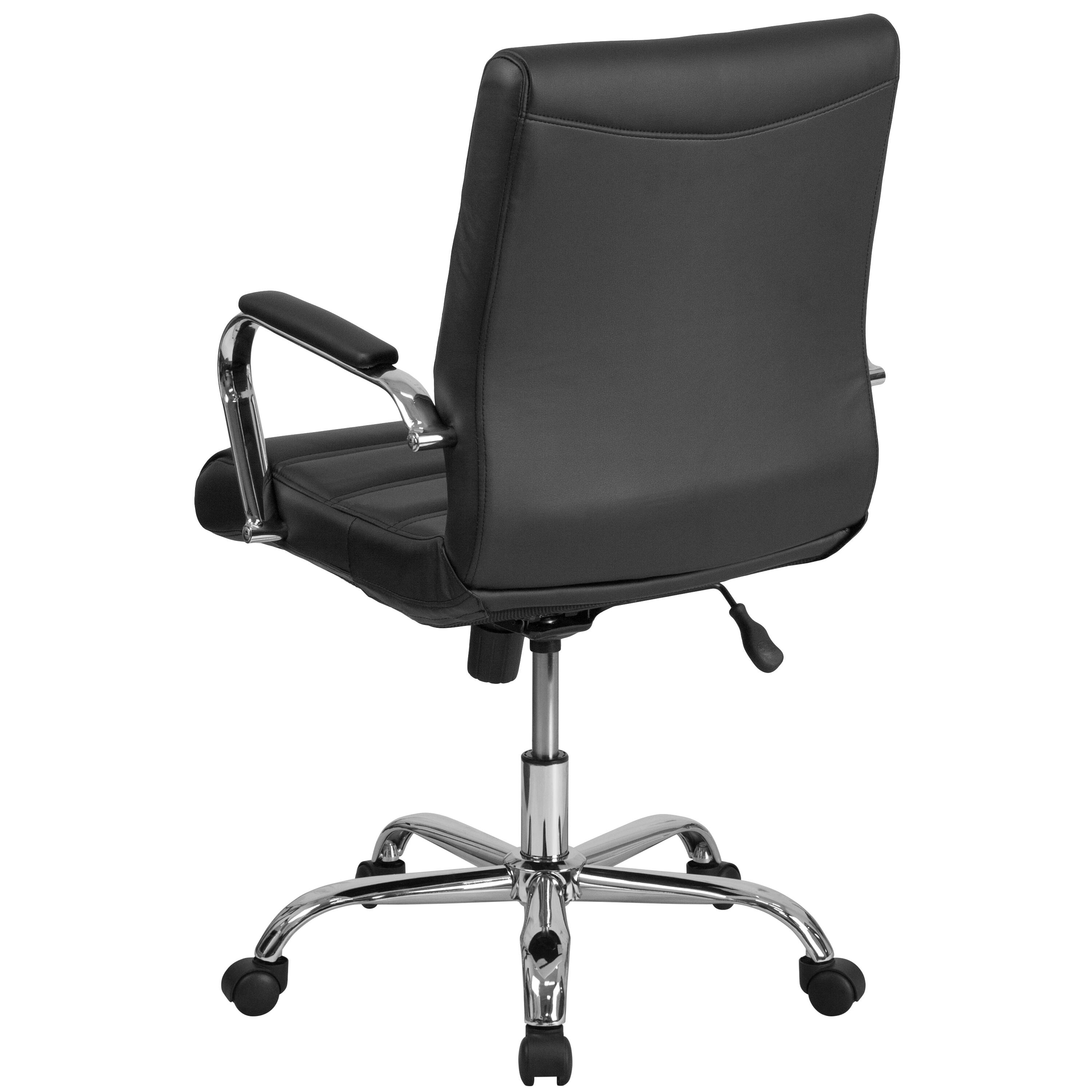 Alt View 5. Emma + Oliver - Mid-Back Executive Swivel Office Chair with Metal Frame and Arms - Black LeatherSoft/Chrome Frame.