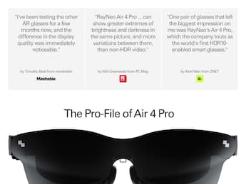 RayNeo Air 4 Pro AR/XR Smart Glasses with HDR10 Display Black RayNeo Air 4 Pro AR/XR Smart Glasses with HDR10 Display Black