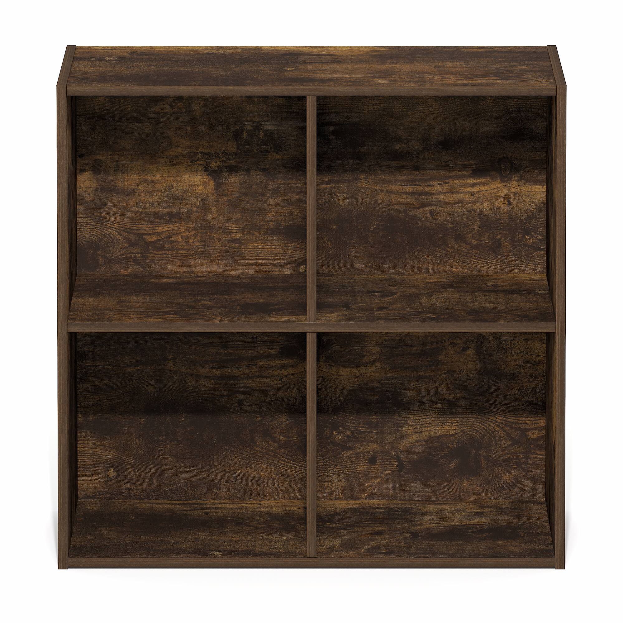 Alt View 5. Furinno - LUDER Book Shelf, 4-Cube Bookshelf, Bookcase with Open Shelves, 9.5 x 24.6 x 23.7 - Amber Pine.