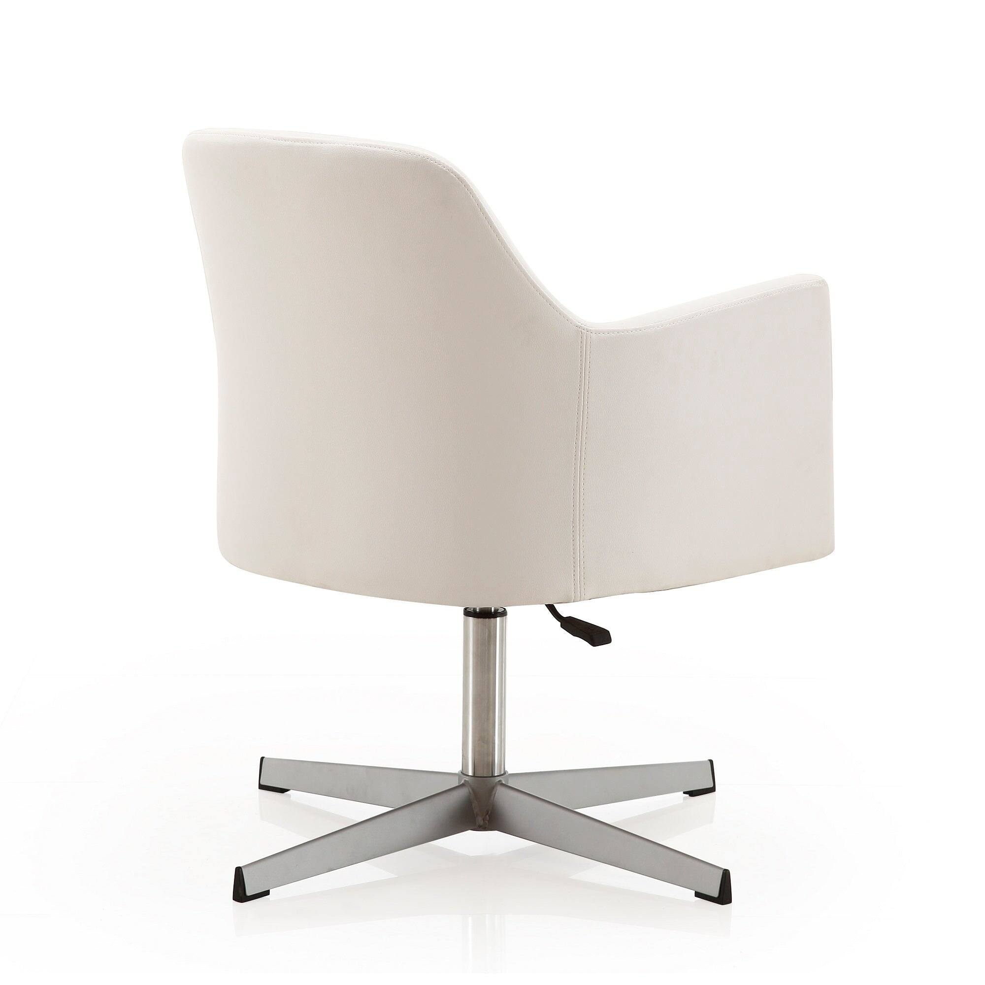 Alt View 3. Manhattan Comfort - Pelo Modern Vegan Leather Swivel Lounge Chair - Set of 2 - White.