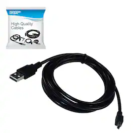HQRP - 6 ft USB-A to Mini-USB B Cable - Data Transfer and Charging - Compatible with Sony Handycam DCR-DVD610 DCR-DVD650 - Black