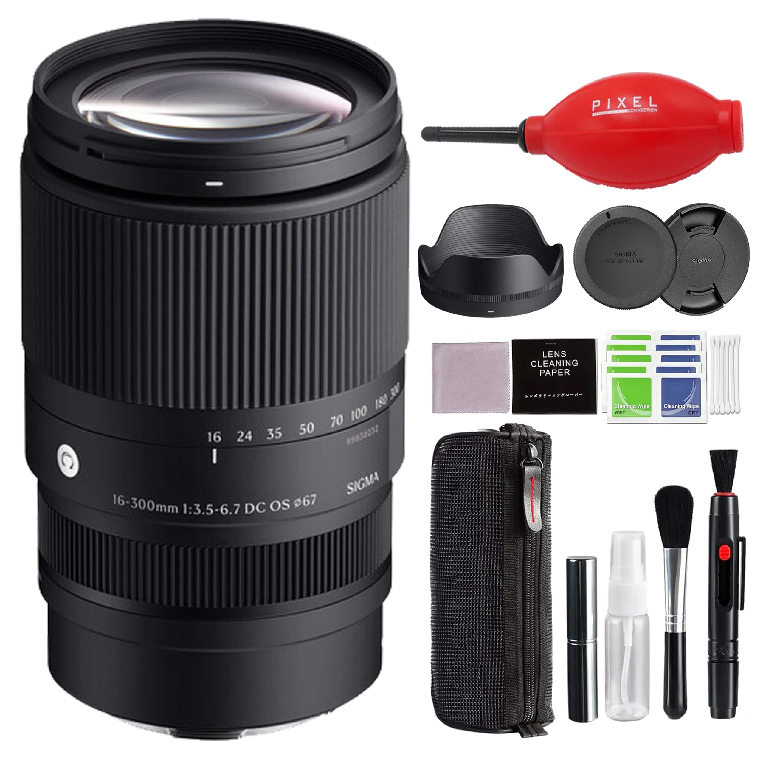 Sigma - 16-300mm f/3.5-6.7 DC OS Contemporary Lens for RF Mount with Advanced Accessory and Travel Bundle | 887972 - Black