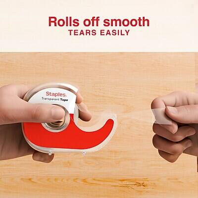 Rolls off smooth  
TEARS EASILY  

Staples  
Transparent Tape