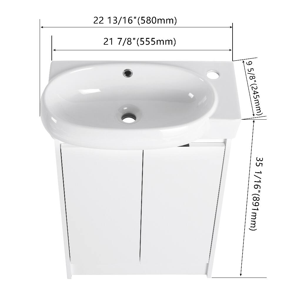 22 13/16" (580mm)  
21 7/8" (555mm)  
6 5/8" (245mm)  
35 1/16" (891mm)