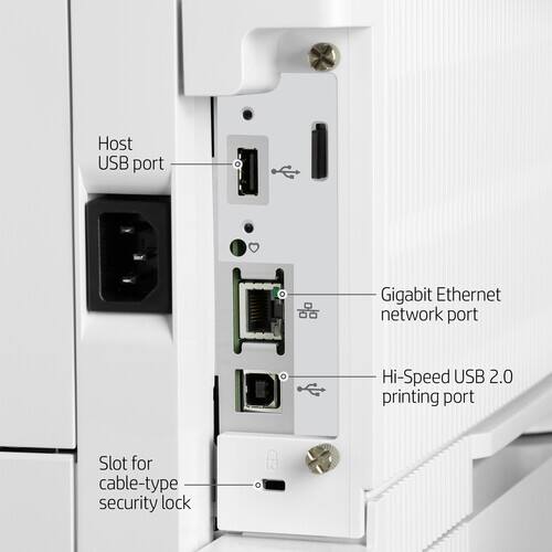 Host USB port  
Gigabit Ethernet network port  
Hi-Speed USB 2.0 printing port  
Slot for cable-type security lock