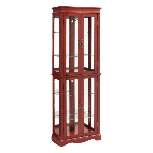 Alt View 8. LUCKY ONE - Freestanding Lighted Glass Curio Display Cabinet with Adjustable Shelves for Wine Toy Collectibles - Cherry.