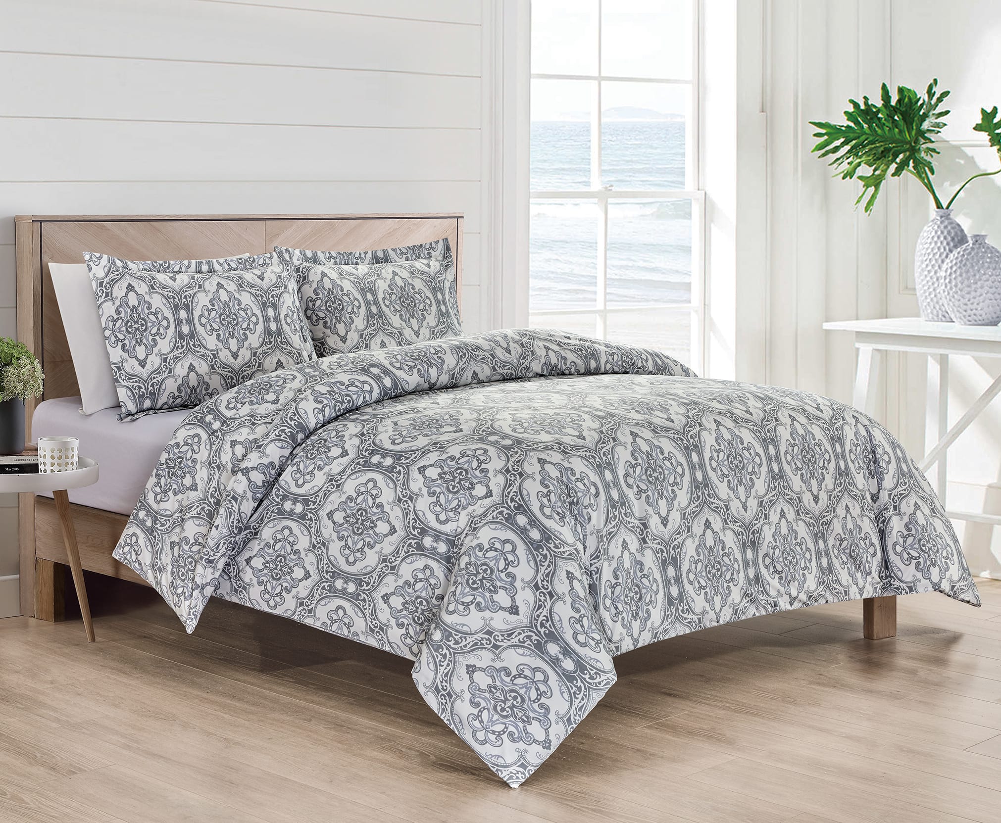Bibb Home - 4 pc Duvet & Down Alternative Comforter Set - Damask price history on PriceWatchPro