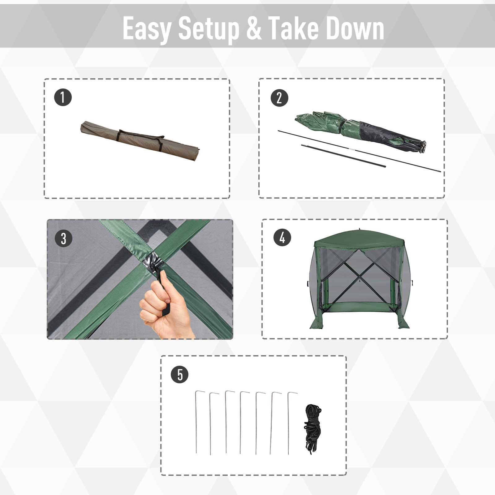 Easy Setup & Take Down

1
2
3
4
5