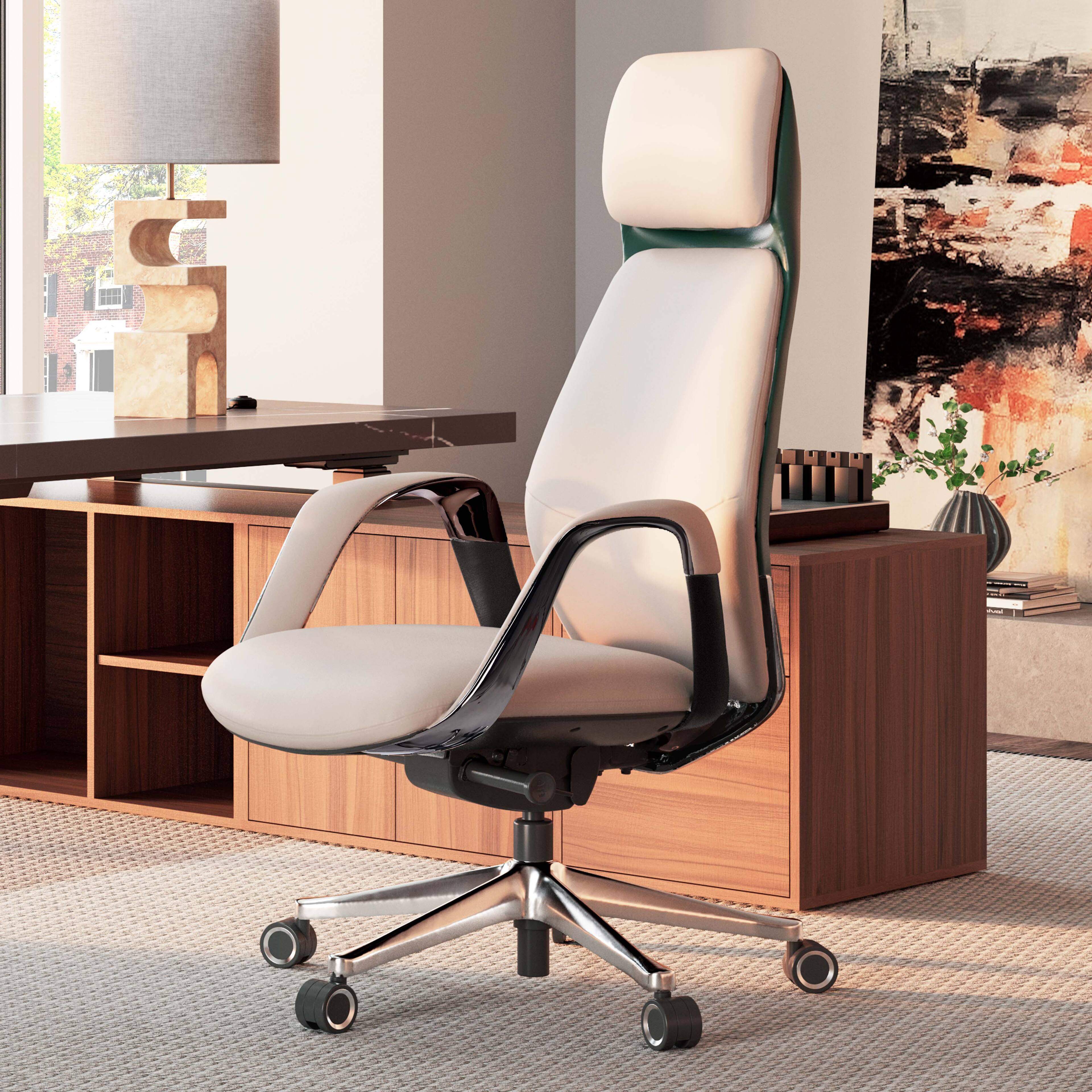 Alt View 6. Eureka Ergonomic - Ergonomic Executive Office Chair with Lumbar Support & High Back Support - Off-white.