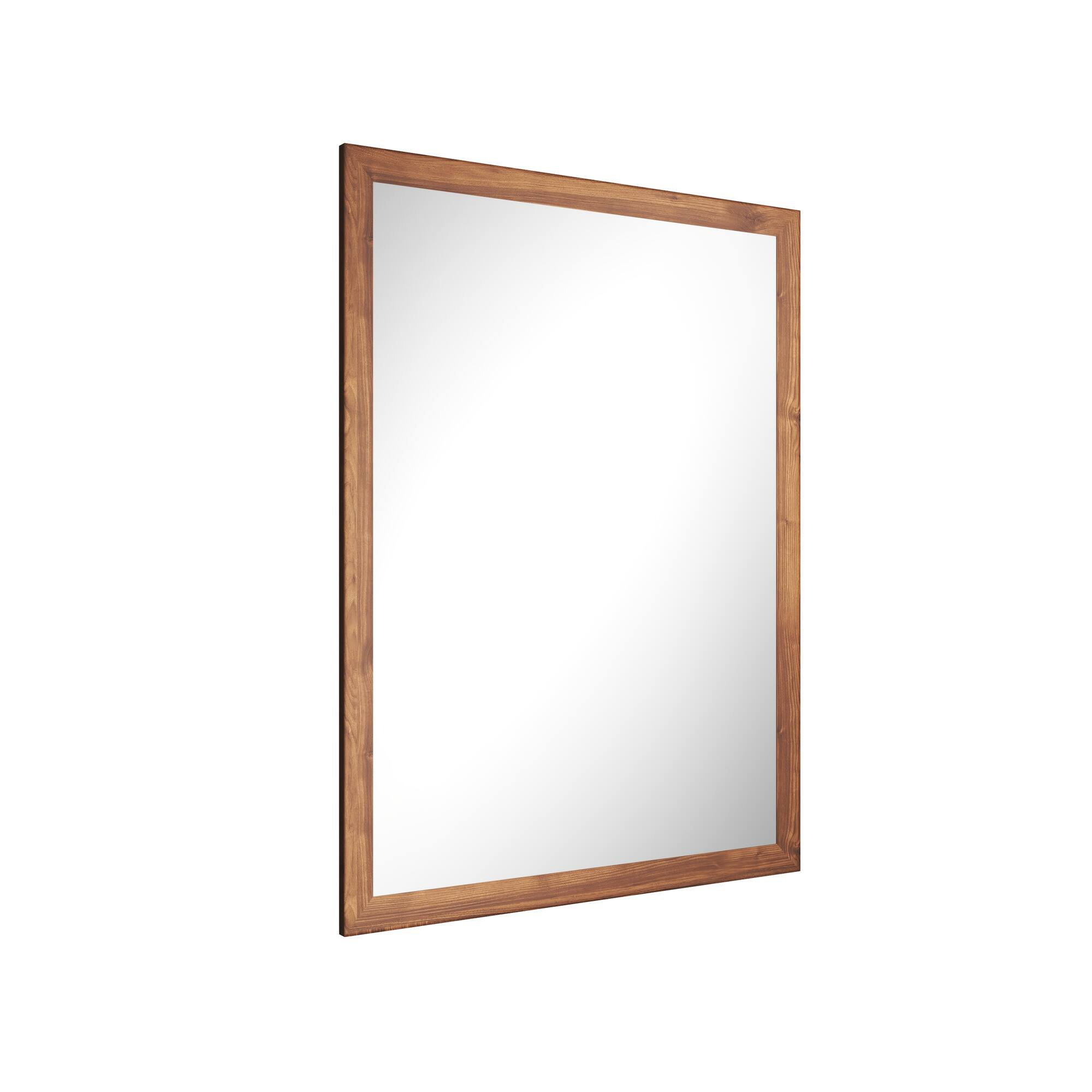 Alt View 2. Boyel Living - 48 in W x 36 in L Dark Wood Grain Rectangular Slanted Edge Aluminum Framed Wall Bathroom Vanity Mirror.