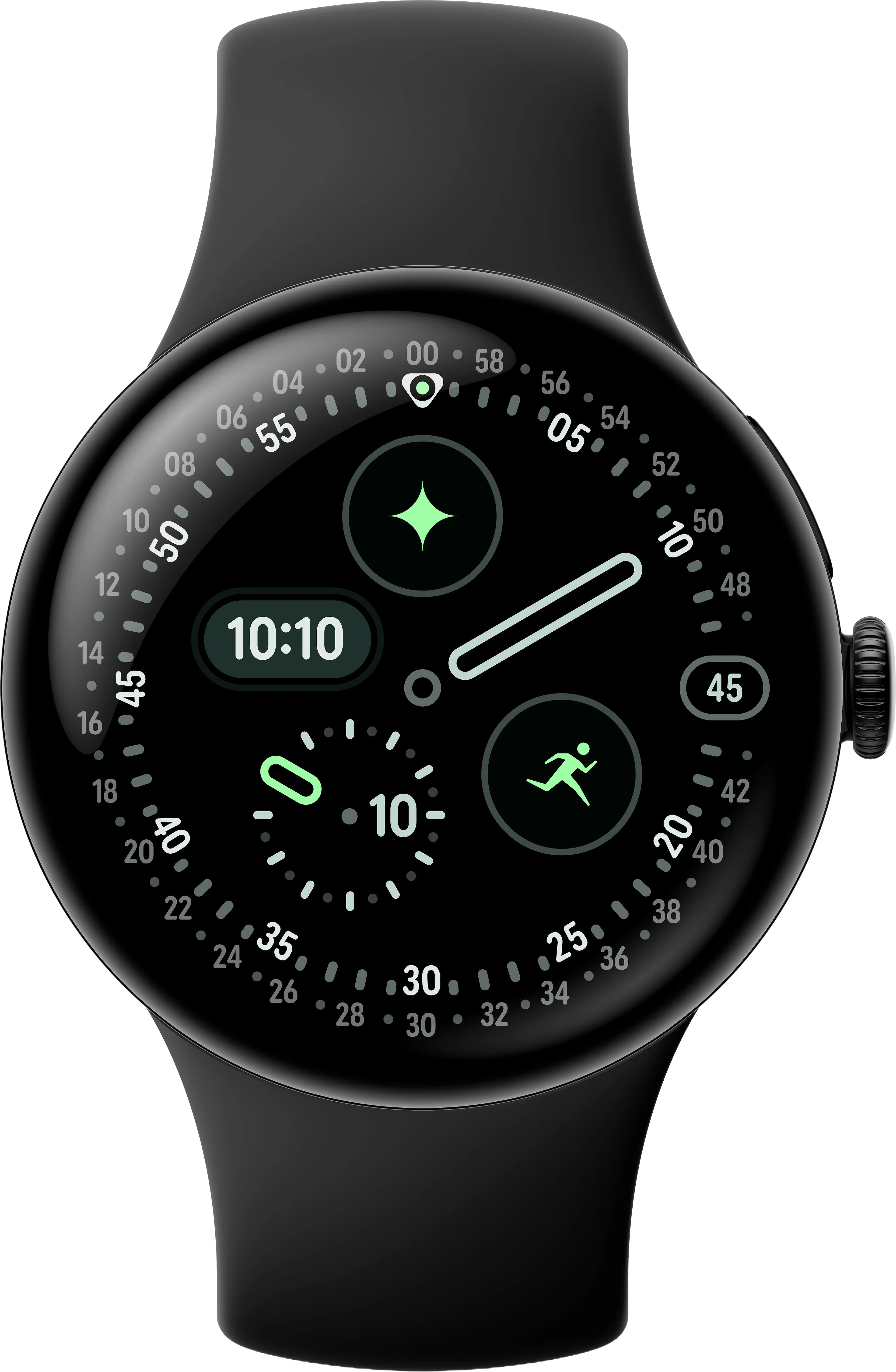 Alt View 1. Google - Google Pixel Watch 4 (41mm) - Wi-Fi - Matte Black Case - Obsidian Band.