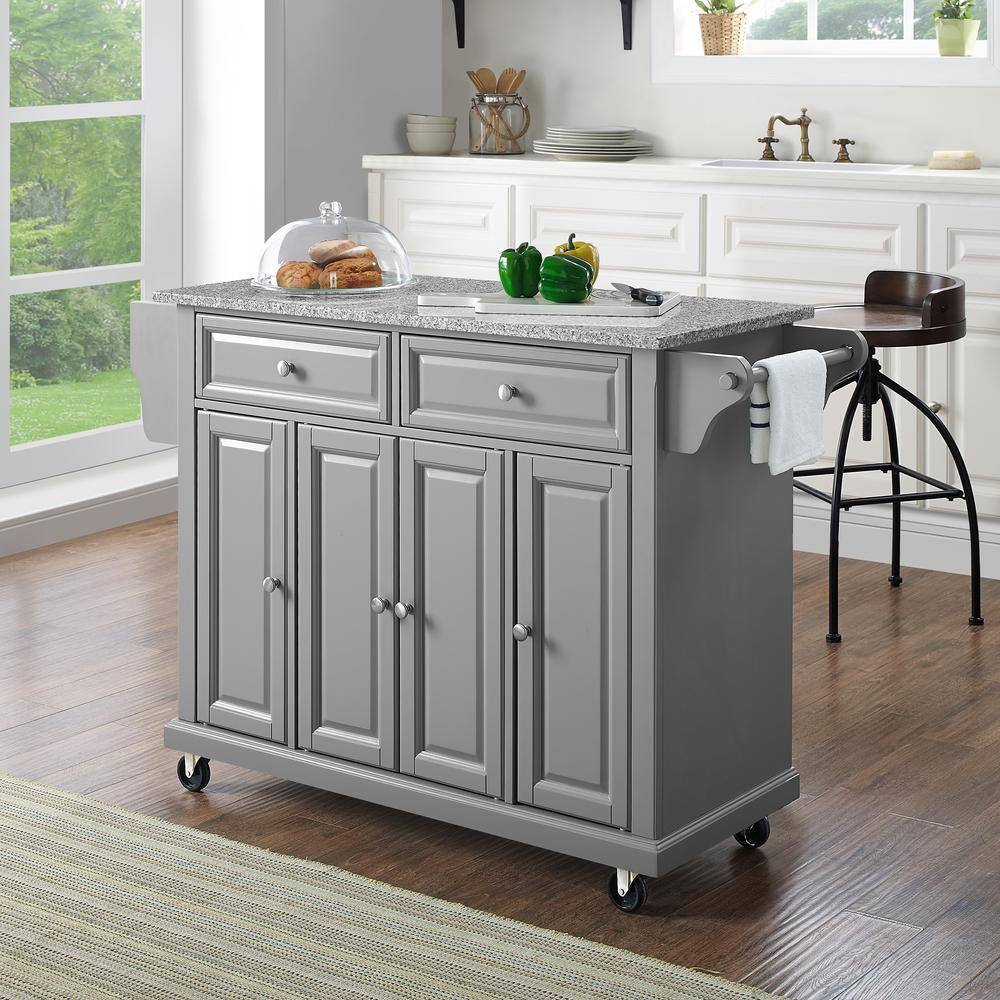 Alt View 9. Crosley Furniture - Full Size Granite Top Kitchen Cart - Gray.