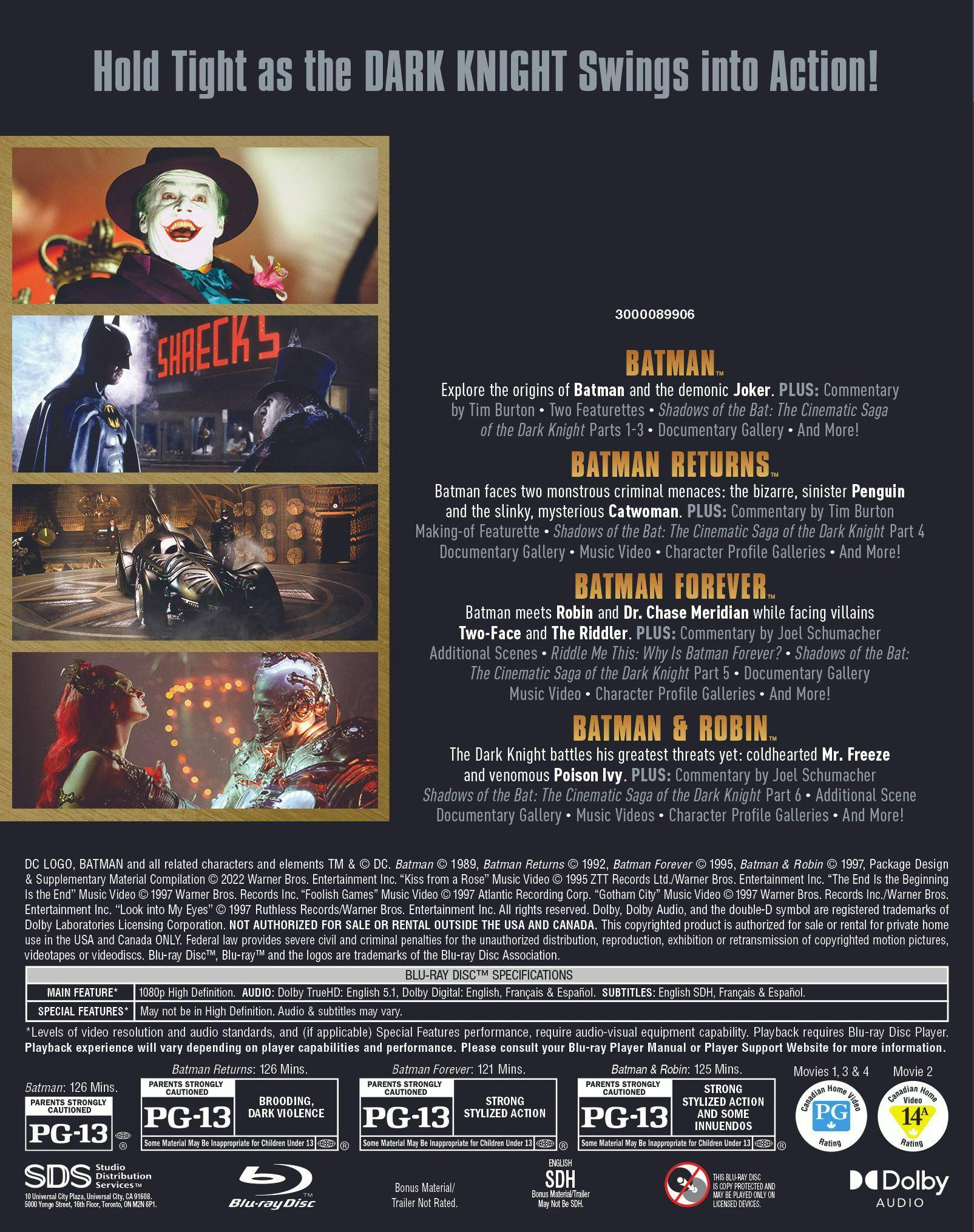 Back. Batman 4-Film Collection (Iconic Moments LL) (Blu-ray Set) [Blu-ray].