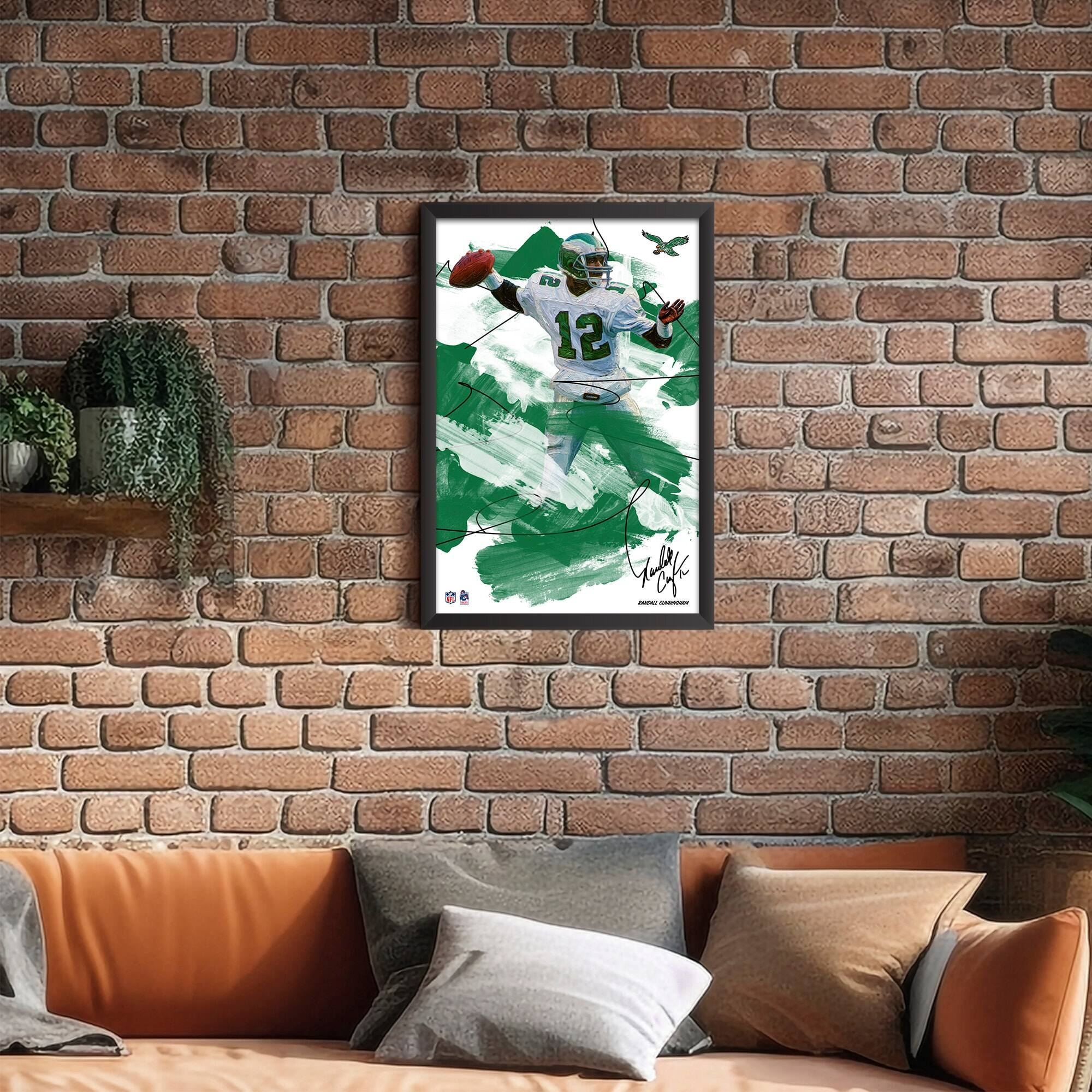 Alt View 1. Sporticulture - Randall Cunningham Philadelphia Eagles 27" x 39" Brush Stroke Player Framed Art Print - Multicolor.