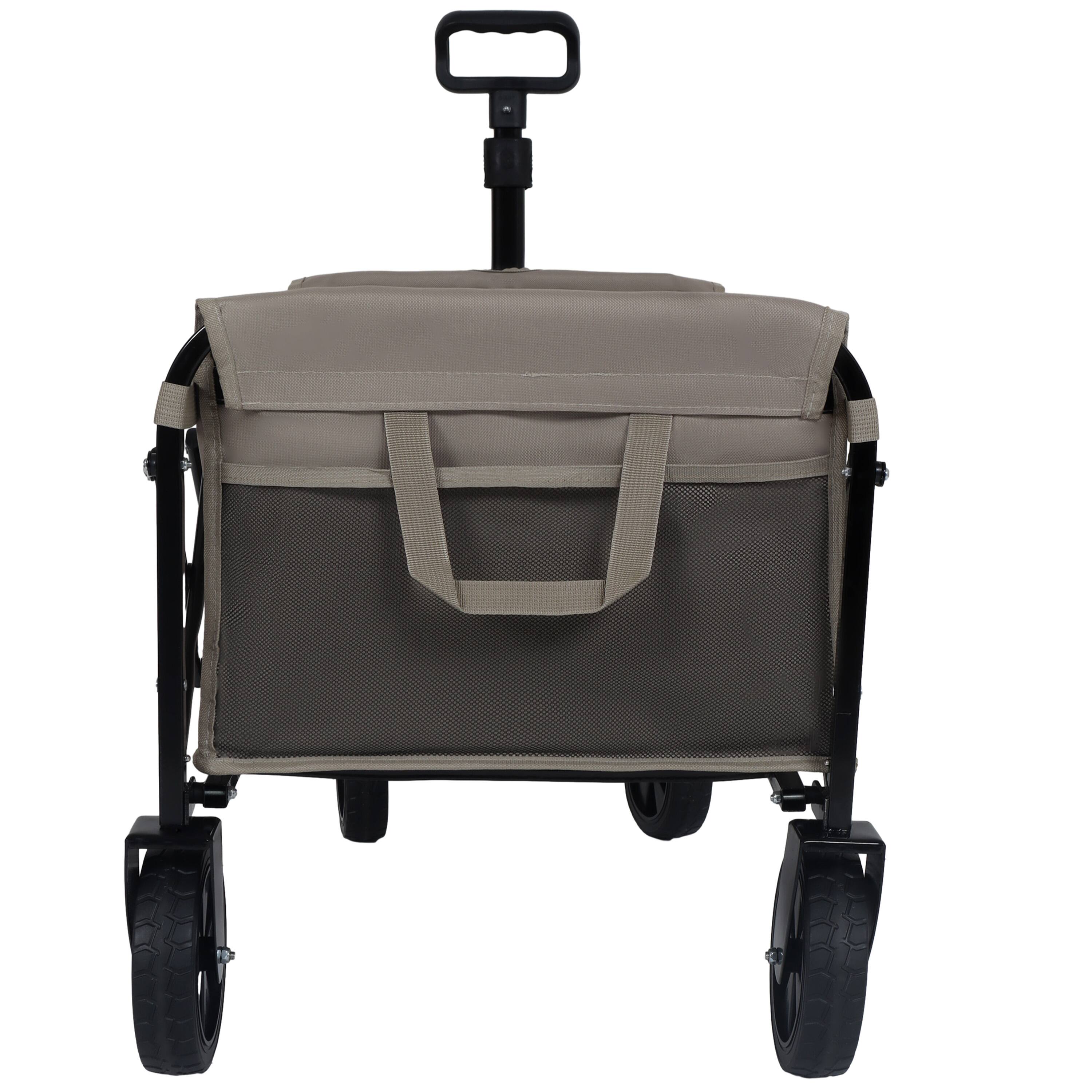 Alt View 1. Mondawe - Expandable Dual-Layer Wagon Utility Carts w/ 225LBS Capacity, 360° All-Terrain Wheels - Beige.