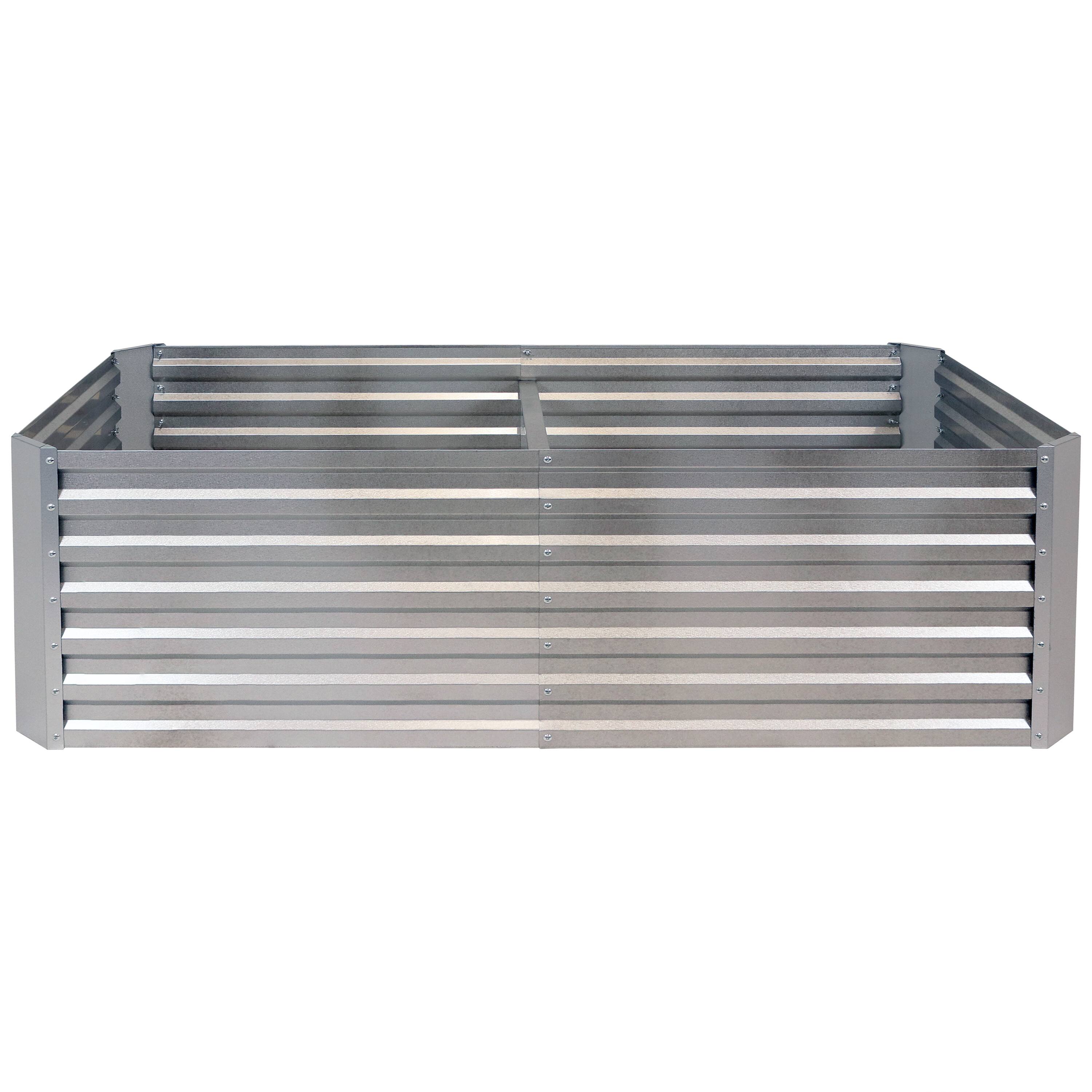 Alt View 8. Sunnydaze - Galvalume Steel Rectangle Raised Garden Bed - 71 in - Silver.