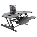Front. Mount-It! - Corner Standing Desk Converter with Height Adjustable Gas Spring and Spacious Keyboard Tray, Black - Black.