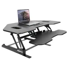 Mount-It! - Corner Standing Desk Converter with Height Adjustable Gas Spring and Spacious Keyboard Tray - Black