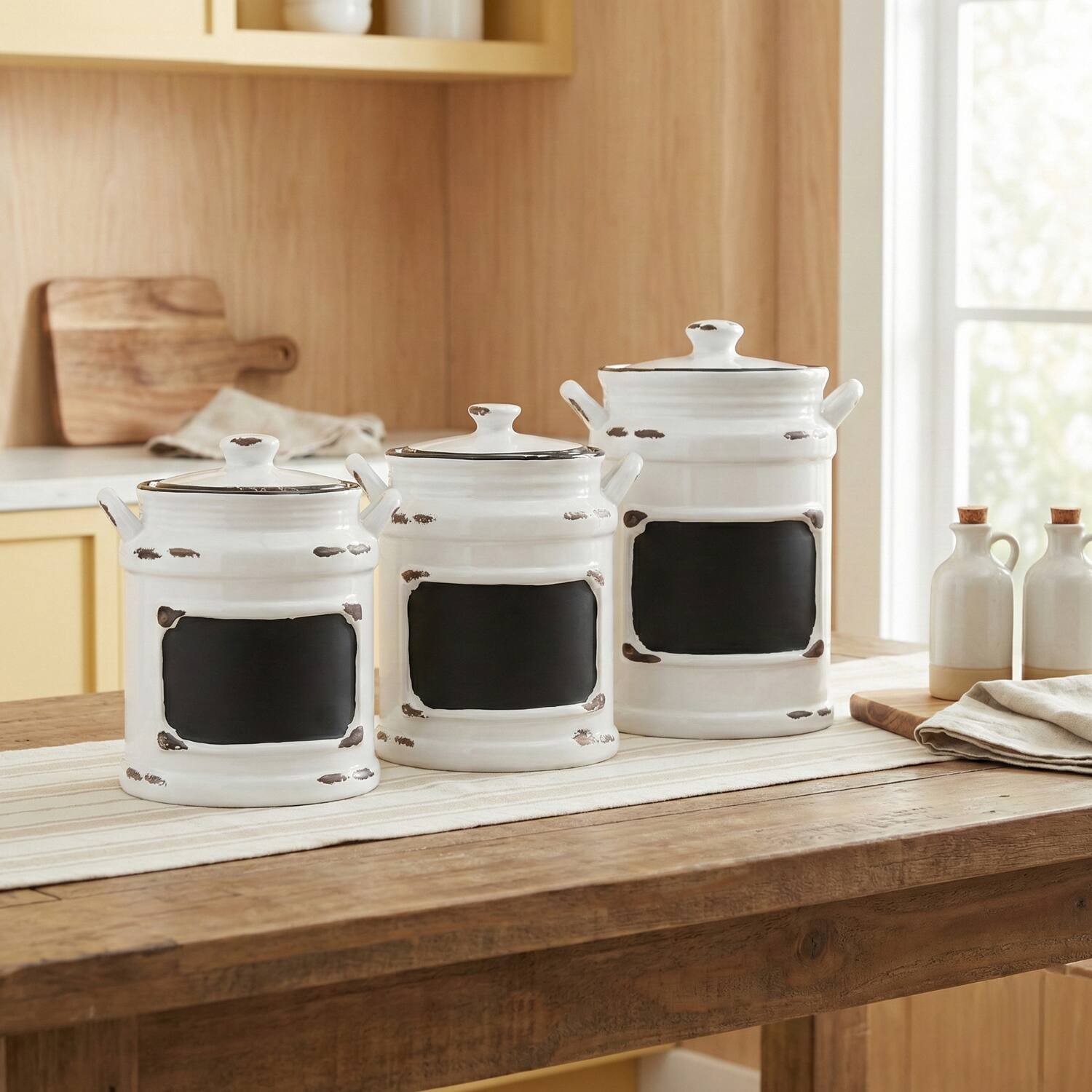 Left. American Atelier - Vintage Black Set of 3 Canister.