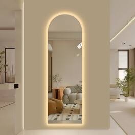 Boyel Living - 65 by 21 Inch LED Full Length Wall Mirror Symmetrical Arch Design with Frosted Glass